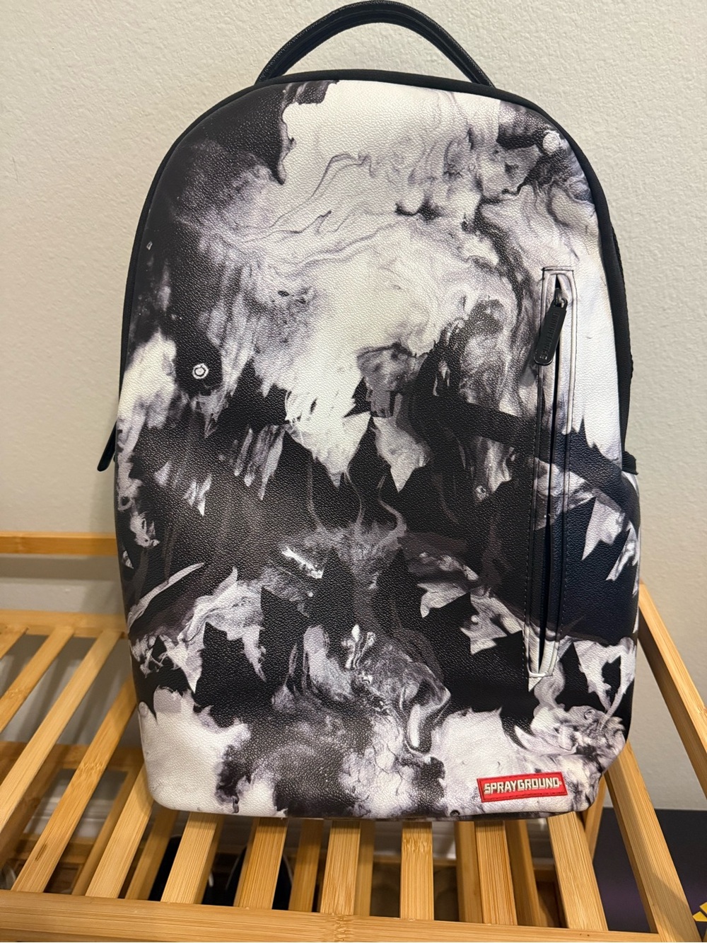 Sprayground Men’s Black & White Marble Print Backpack